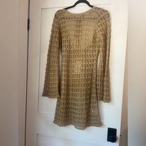 12th Tribe Tan Nuvola Crochet Dress / Swim Cover-up